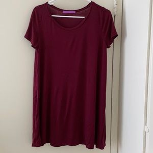Parker - Maroon cotton loose fitting T-shirt dress - one size